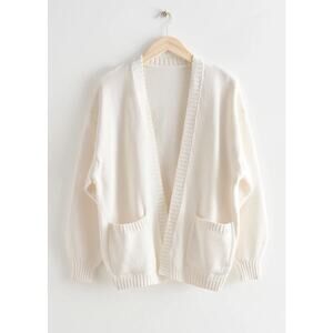 Paris Atelier & Other Stories Cardigan Sweater Crop 100% Cotton Small Ivory Boho